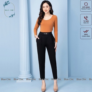 Quần baggy nữ Blue Chic lưng cao cạp chun vải Umi co giãn đồ công sở đẹp cao cấp màu đen đi học form chuẩn tôn dáng