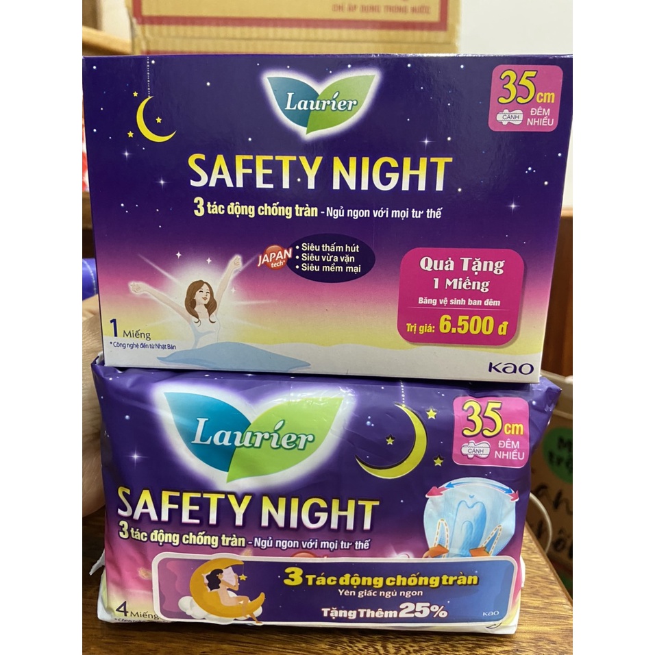 BĂNG VỆ SINH BAN ĐÊM LAURIER SAFETY NIGHT 35cm 4 miếng