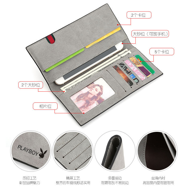 Ví cầm tay SMA loại dài siêu mỏng thiết kế gấp đôi thời trang cổ điển dành cho nam