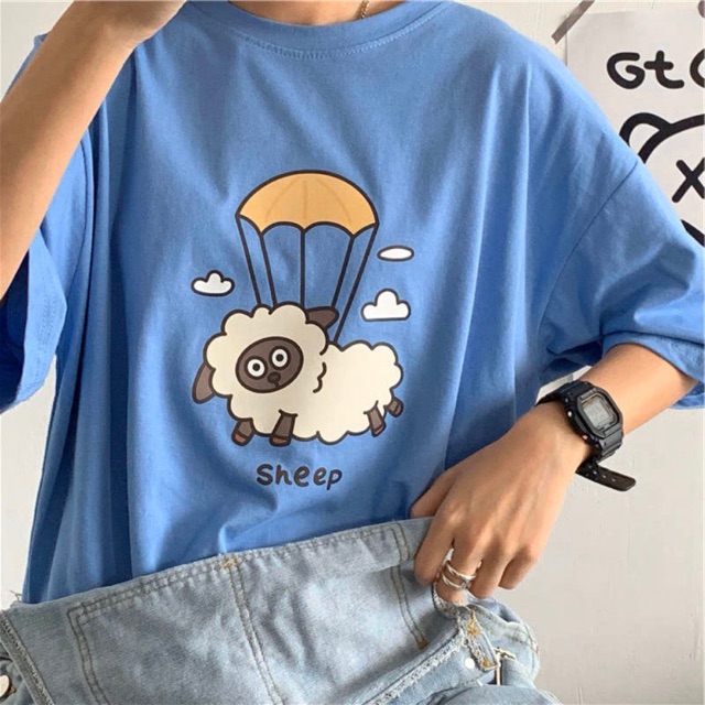 Áo thun phông PINK tay lỡ form rộng CỪU NHẢY DÙ Unisex