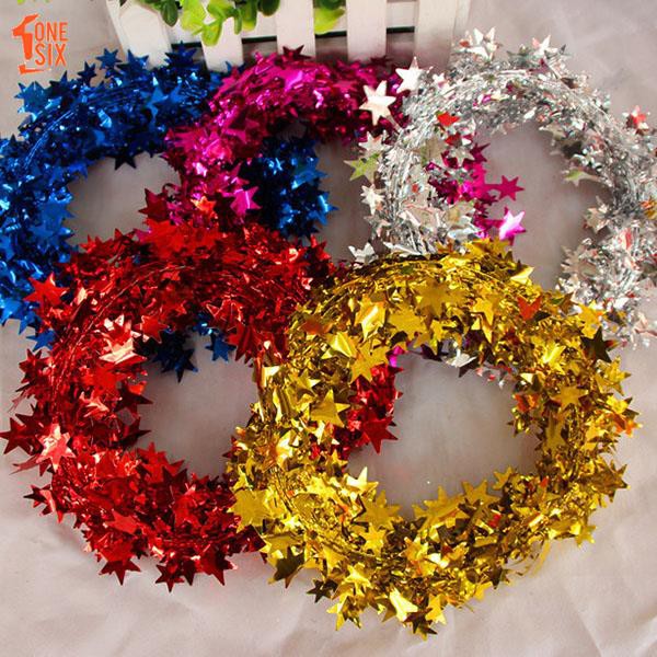 Festive Wire Star Foil Ornaments Supplies 5M 5M Decoration Diy Party Christmas Garland Craft Glitter