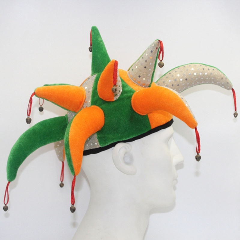 Mũ Chú Hề Đội Mũ Jester Có Chuông Nhiều Màu Sắc Hóa Trang Halloween