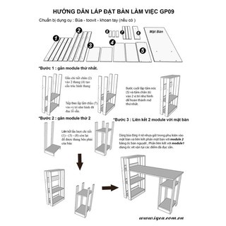 Bàn làm việc gỗ chân sắt cao cấp có kệ sách đa dụng