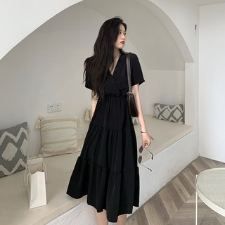 [Thanh Lý] Đầm Bigsize Đen Trơn Cổ V Dáng Xòe