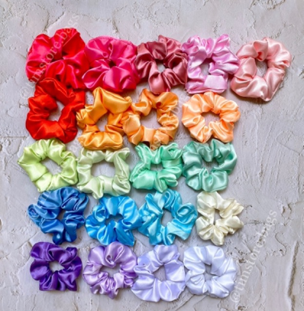 [ Ảnh thật] CỘT TÓC VẢI SCRUNCHIES SATIN BÓNG XINH XẮN