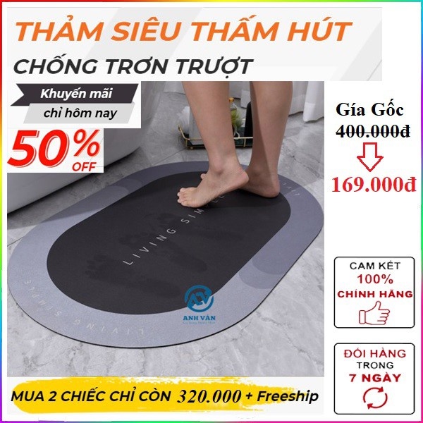 ✨Combo 4 Cái - Tại HN✨Thảm chùi chân siêu thấm hút chống trơn trượt (60X40CM) nhà bếp, phòng tắm, phòng ngủ, phòng khách