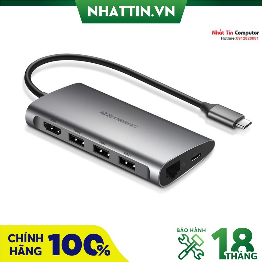 Hub USB type-C to HDMI/Hub USB 3.0/SD/TF/Lan Gigabit chính hãng Ugreen 50538