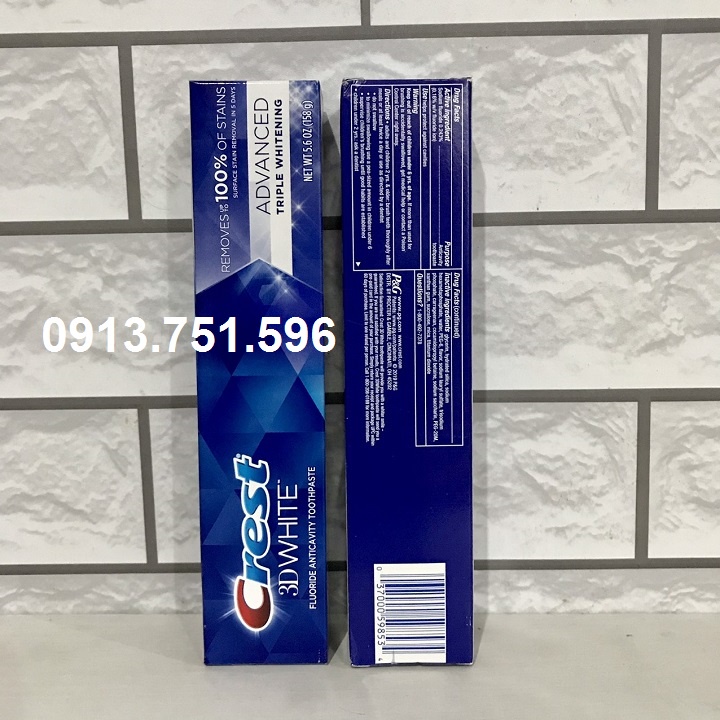 Kem đánh răng Crest 3D Advanced Triple Whitening 158g (USA)