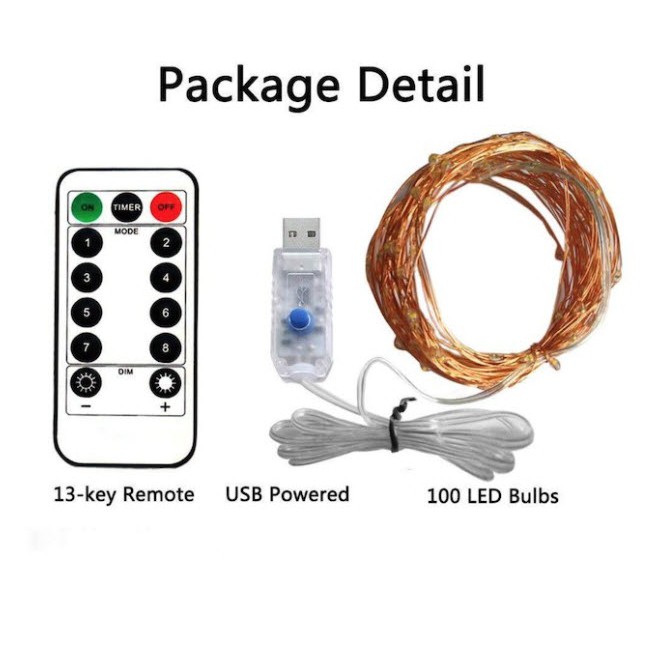 Dây Đèn Chớp Nháy có remote điều khiển/ Đèn trang trí Led dây đồng dùng trang trí giáng sinh, năm mới, đám cưới