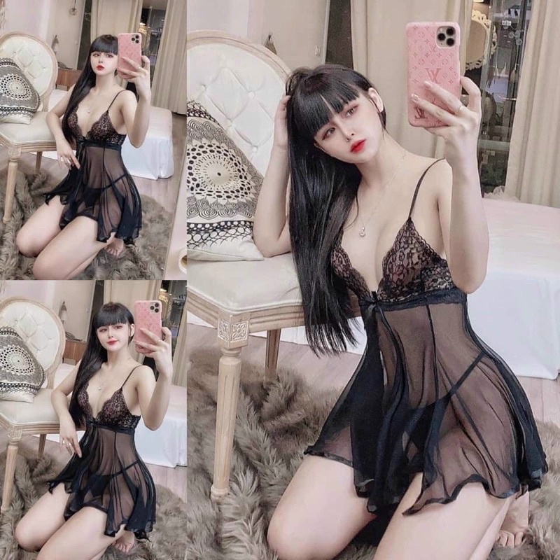 Hàng cao cấp-Váy ngủ ren thắt nơ lưng siêu đẹp