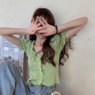Áo kiểu Ulzzang cổ V nhiều màu