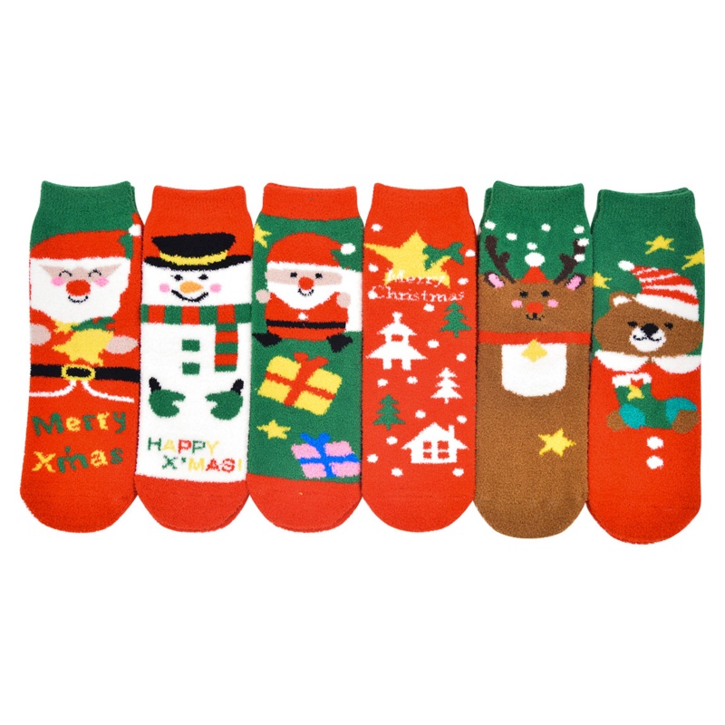 Youyo Set 10 Đôi Tất Nhung In Họa Tiết Giáng Sinh Nhiều Màu Sắc Ấm Áp Mùa Đông Cho Nữ