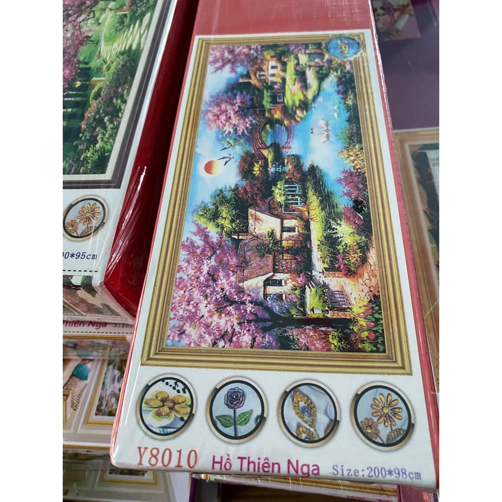 Tranh đính đá ngôi nhà tổ ấm KT:200x98cm. tranh gắn đá chưa gắn.