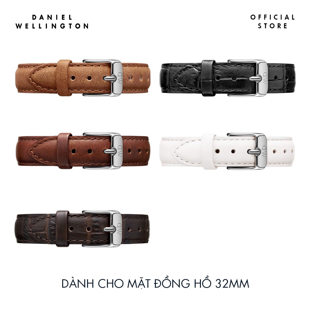 Dây da đồng hồ Daniel Wellington 14mm khóa màu bạc - Cho đồng hồ Petite 32mm