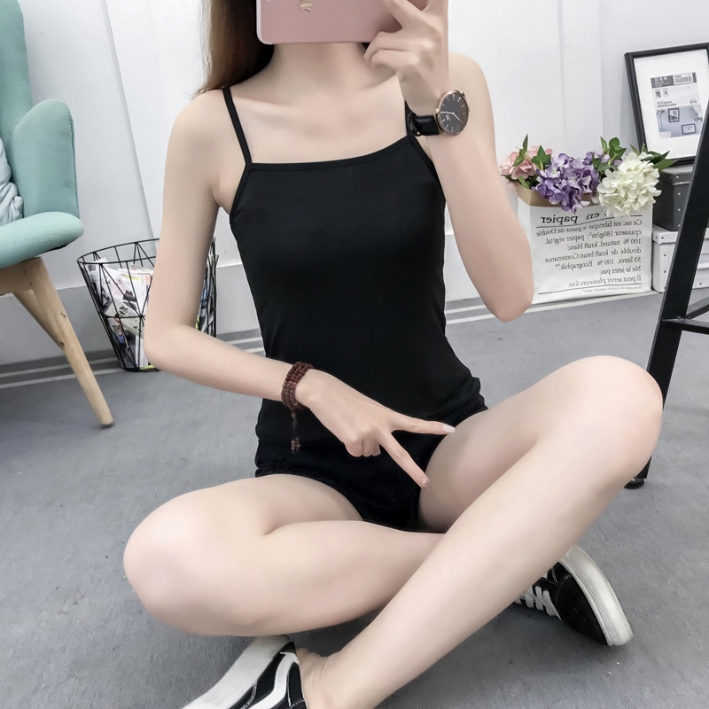 Áo Hai Dây Cổ Tròn Dáng Ôm Màu Trơn Phong Cách Hàn Quốc | BigBuy360 - bigbuy360.vn