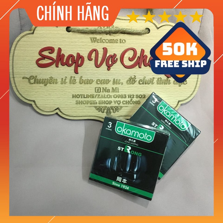 [CHÍNH HÃNG]Bao Cao Su Cao Cấp Okamoto Strong Long Lasting 8s hộp 3 cái