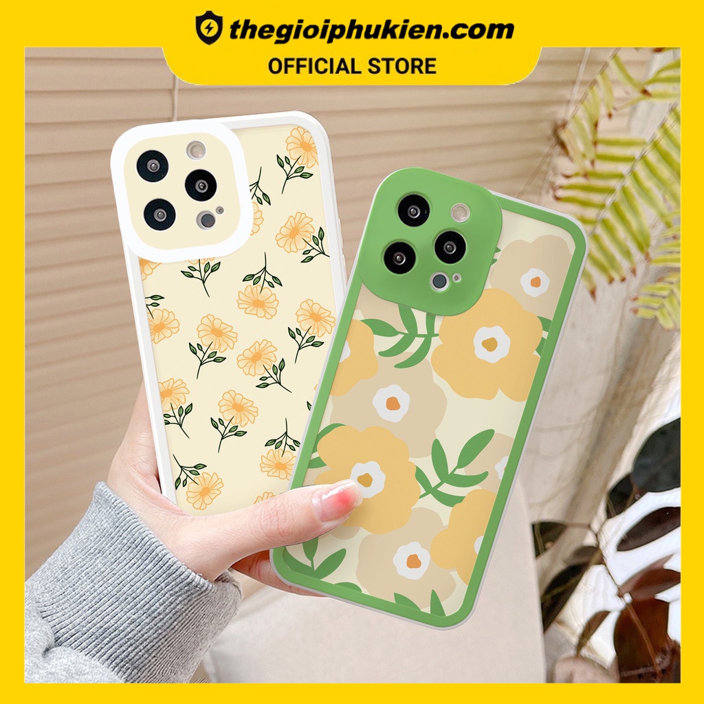 Ốp iphone - Ốp lưng iphone cạnh vuông viền camera Hoa cỏ dành cho ip 6 đến 14promax - G05