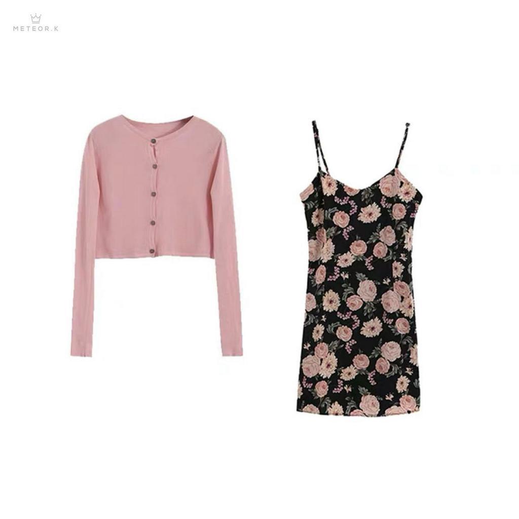 Set Áo Váy Hoa Phong Cách Hàn Quốc Thời Trang Cho Nữ