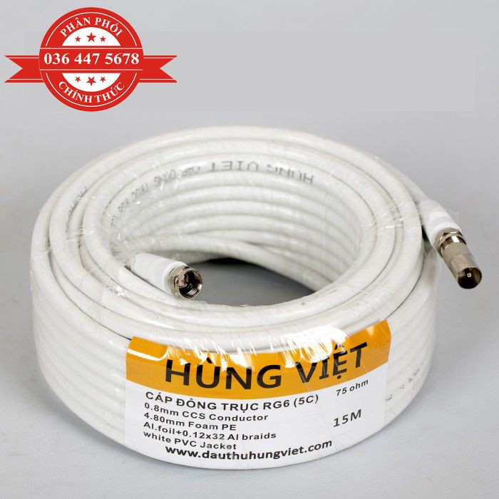 Dây cáp đồng trục RG6-5C chuyên dùng cho Camera quan sát - 10 mét