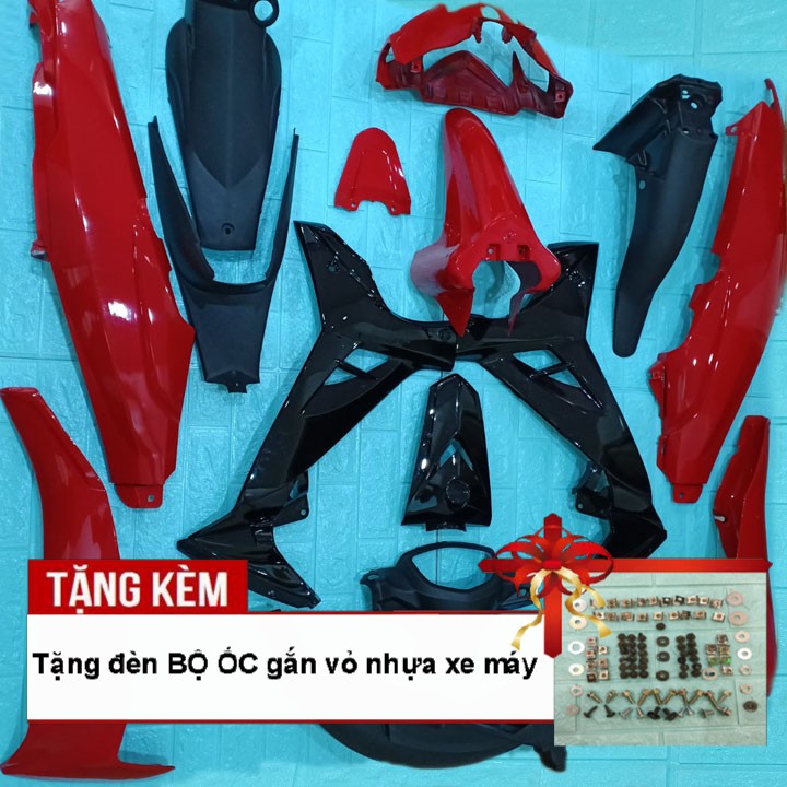 Dàn áo  Loại Phanh Cơ  dành cho xe SIRIUS đời 2005 đến 2018 màu ĐỎ CỜ , Tặng kèm bộ ốc theo xe