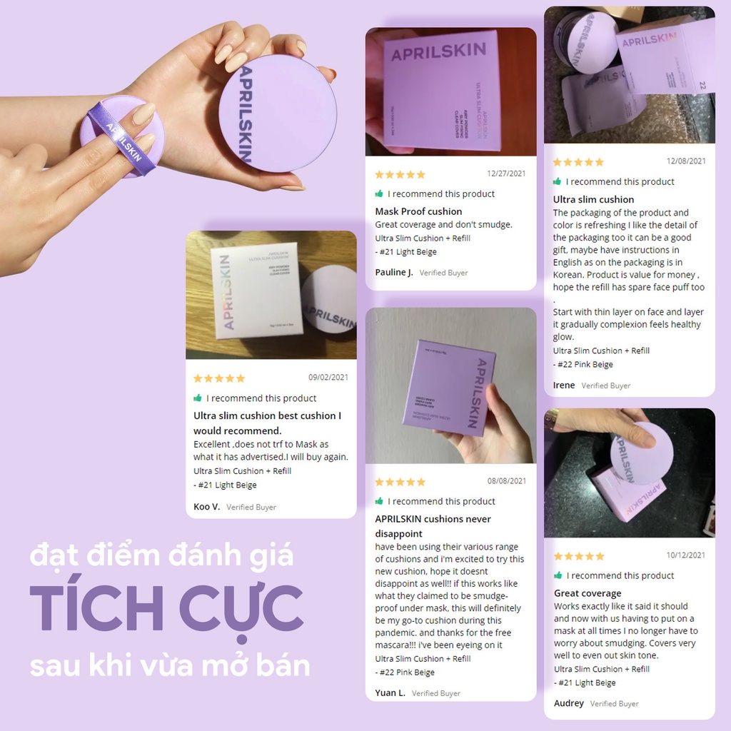 [Tặng kèm lõi] Phấn Nước Lâu Trôi, Mịn Lì, Che Phủ Hiệu Quả Aprilskin Ultra Slim Cushion 15gx2