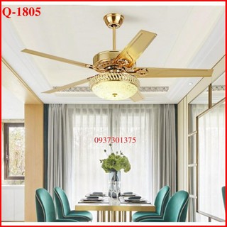 Quạt Trần Đèn Trang Trí Q1805 Có Điều Khiển Từ Xa,Động Cơ Lõi Đồng Công Xuất 90W,Đèn Led Sáng 3 Chế Độ,Bảo Hành 5 Năm