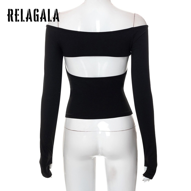 Áo Thun Tay Dài Dáng Ôm Màu Trơn Thời Trang Cho Nữ