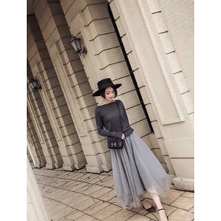 Đầm thun gân phối lưới