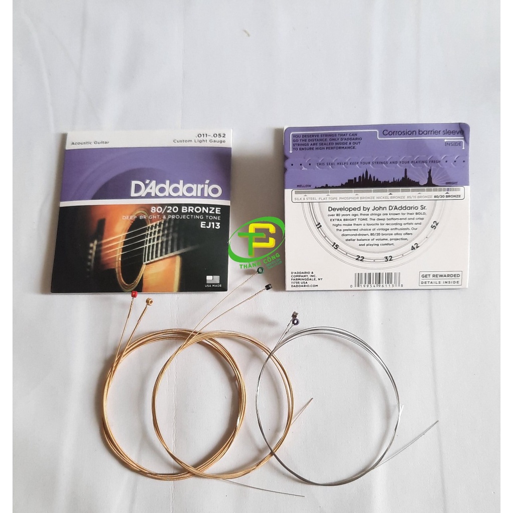 Dây đàn guitar Acoustic D'Addario EJ13 chính hãng,bộ 6 dây đàn d'addario EJ13