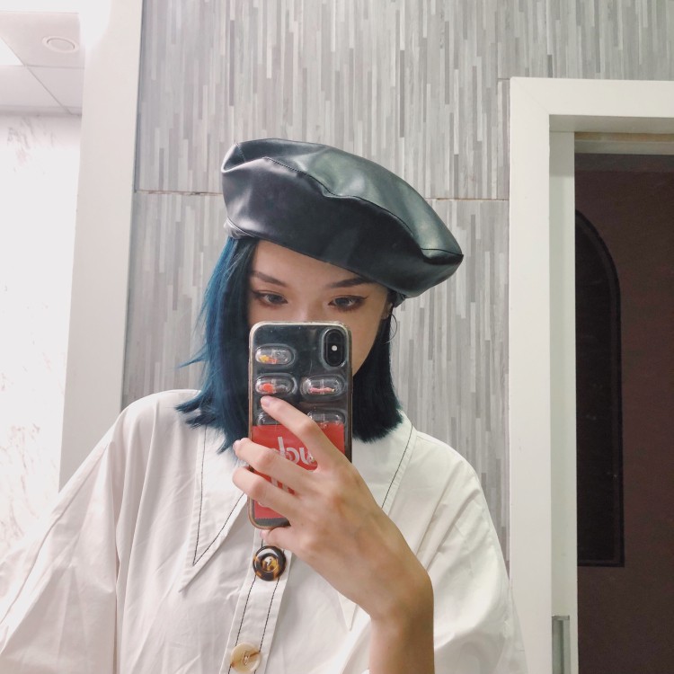 Mũ Beret Da pu Màu Trơn Phong Cách Hàn Quốc Thời Trang Mùa Hè Cho Nữ
