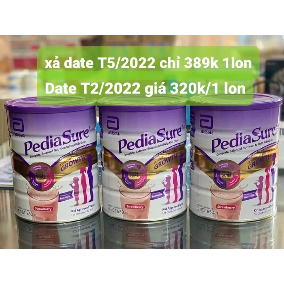 (Date T11/2022) Sữa Pediasure Úc hộp 850g Vị vani,vị dâu