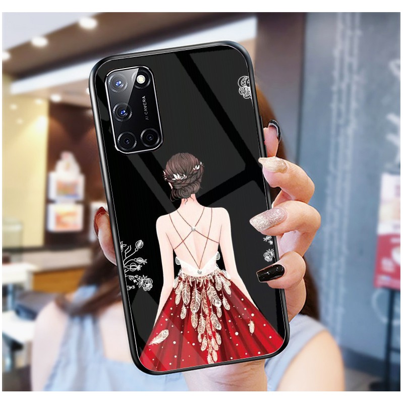 Ốp Lưng OPPO A52, A92, A16 mặt kính cường lực cao cấp