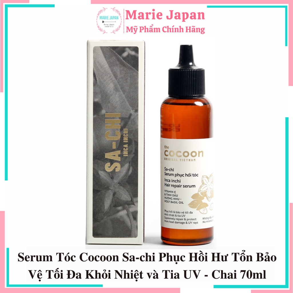 Serum Tóc Cocoon Sa-chi Phục Hồi Hư Tổn Bảo Vệ Tối Đa Khỏi Nhiệt và Tia UV - Chai 70ml