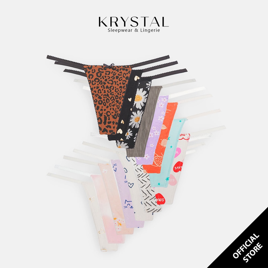 Quần lót lọt khe Nhật chất cotton họa tiết hoa phối dây KRYSTAL Floral KQ01