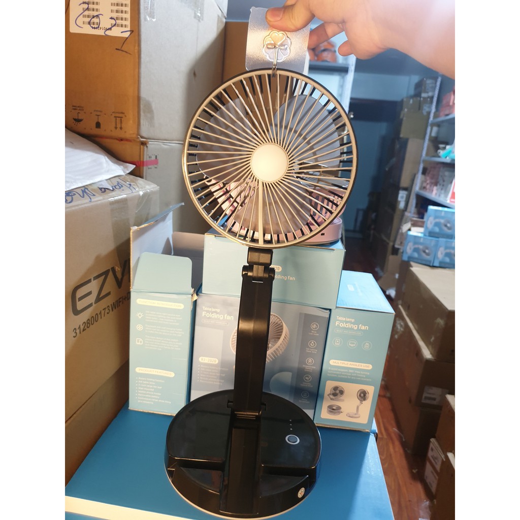 Quạt Tích Điện FOLDING FAN Gấp Gọn, Du Lịch, có đèn chiếu sáng khi mất điện - Bảo Hành 6 Tháng | BigBuy360 - bigbuy360.vn