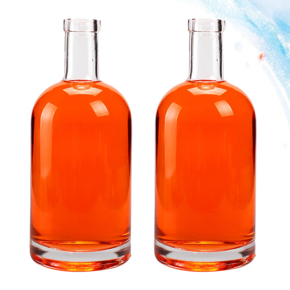 2PCS Vodka Liquor Wine Bottle Thickened Transparent Glass Whiskey Bottle - 375ml