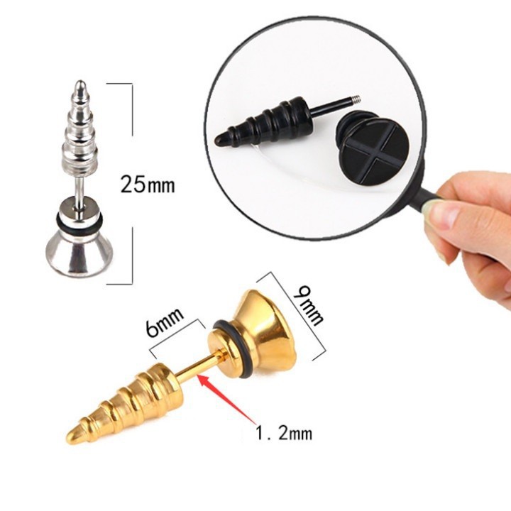 Bông Tai Nam Hình Ốc Vít Titan Không Đen TT 1697