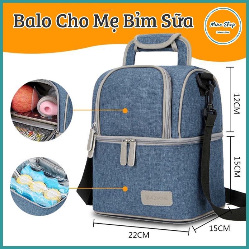 Balo bỉm sữa giữ nhiệt cao cấp VCOOL 2in1, Balo đựng đồ đa năng cho mẹ và bé