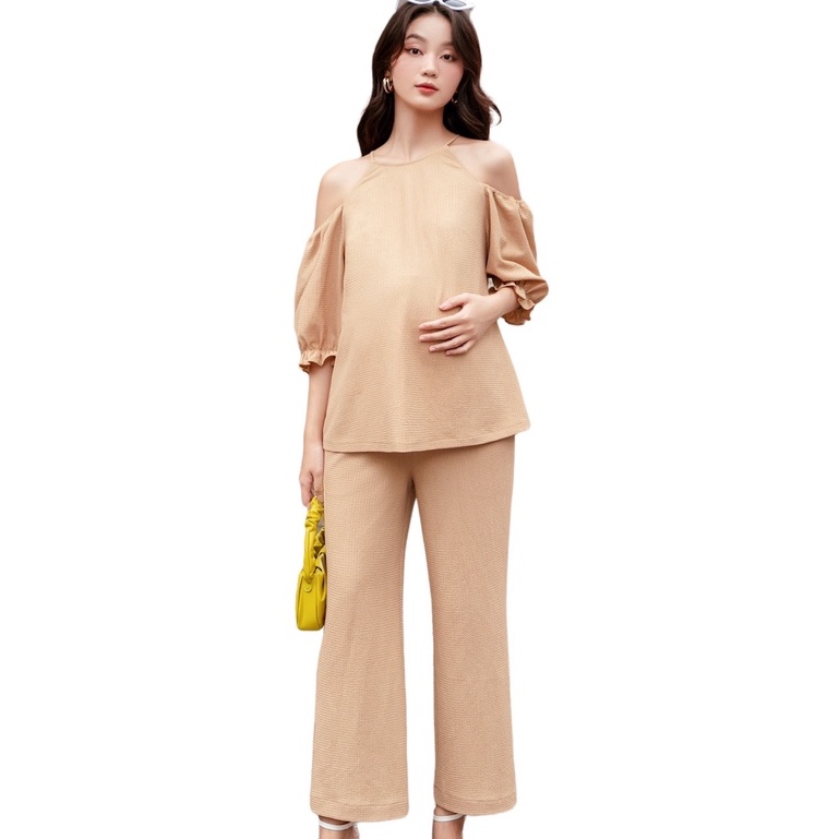 MEDYLA - Bộ đồ bầu mặc nhà mùa hè 1 lớp len nhuyễn chất mát cho bầu mặc thoải mái trong và sau sinh - DB381