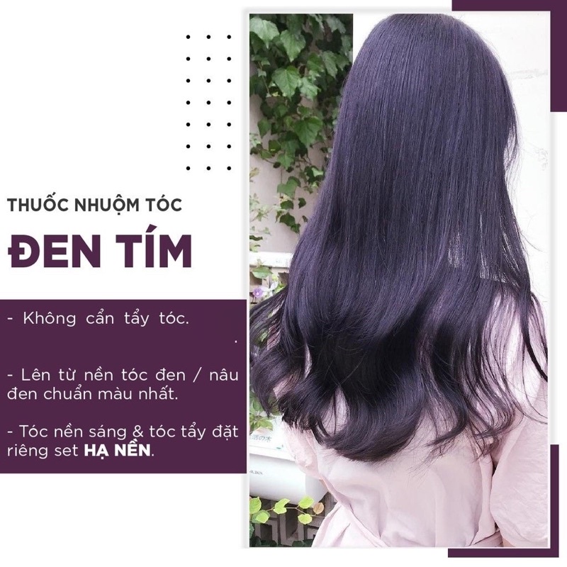 Thuốc Nhuộm Tóc Đen Tím + Trợ Nhuộm Không Cần Tẩy Tóc Dark Violet Hair Dye Cream