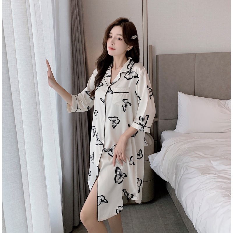 Đồ ngủ Tay Ngắn Chất Lụa Satin Plus Size M-3XL Thời Trang Cho Nữ