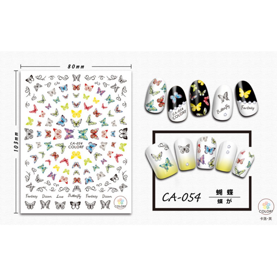 Sticker dán móng tay , nail sticker trang trí hình bướm