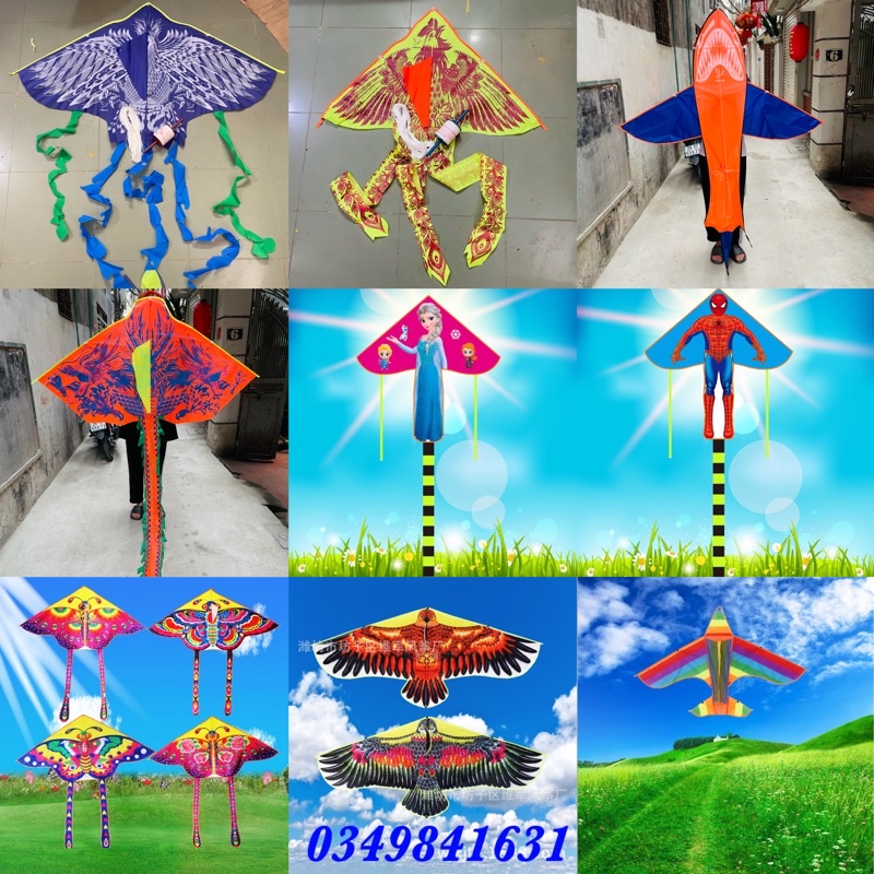 Diều thả nhiều mẫu đẹp tự chọn mẫu tặng kèm 50m dây dù màu ngẫu nhiên