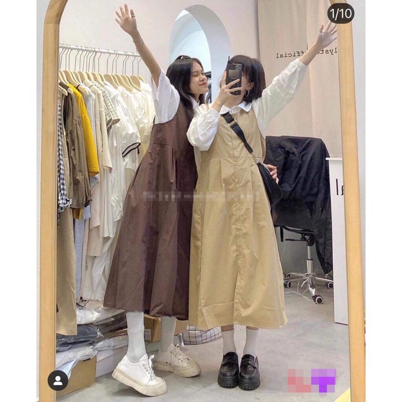 VÁY YẾM KAKI BABYDOLL Cài Cúc dễ thương, trẻ trung | BigBuy360 - bigbuy360.vn