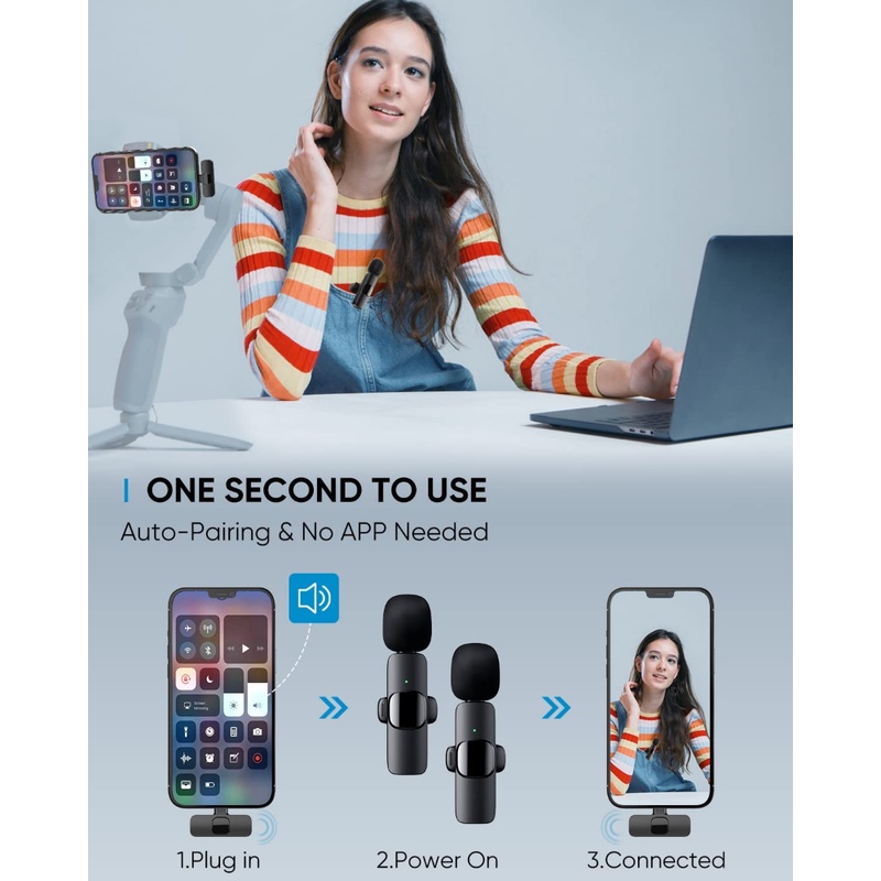 Micro Lavalier Không Dây Chuyên Nghiệp Kết Nối Bluetooth Cho iPhone iPad