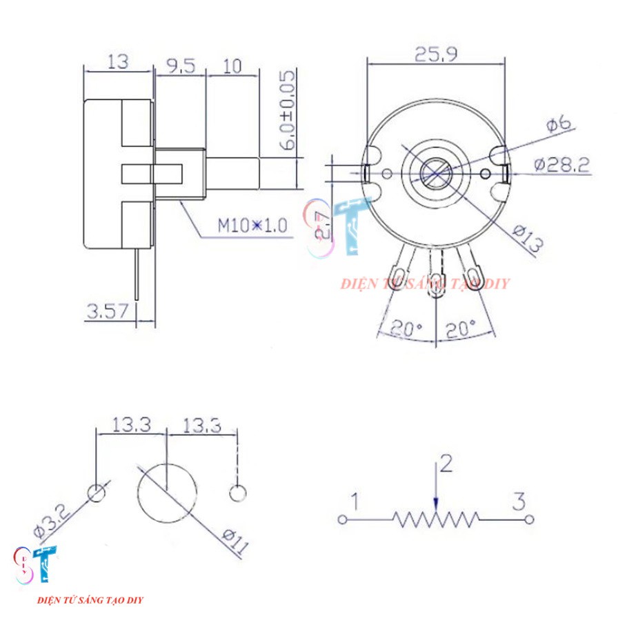 Chiết Áp Đơn, biến trở volume WTH118 2W các loại