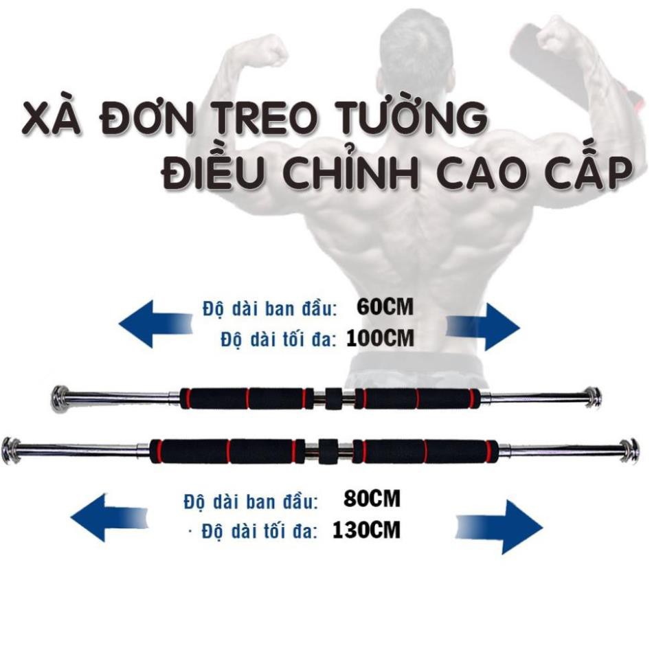 Thanh tập xà đơn treo tường gắn cửa nhiều cỡ từ 62-150cm kích thước có thể tùy chỉnh phù hợp tập gym tại nhà