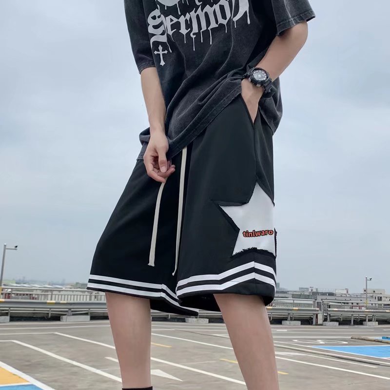 Quần Short Thể Thao Nam Thêu Hình Ngôi Sao Thời Trang Hàn Quốc