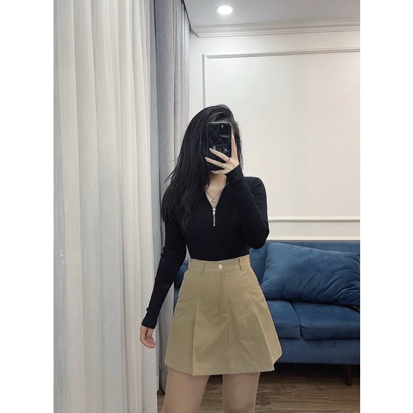TH-QUẦN VÁY KAKI XẾP LY 3M ĐEN TRẮNG BE CHO NỮ