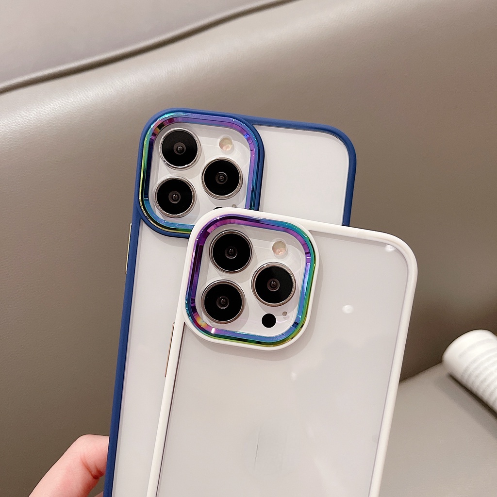 Ốp điện thoại silicone trong suốt viền kim loại nhiều màu sắc tùy chọn cho IPHONE 13